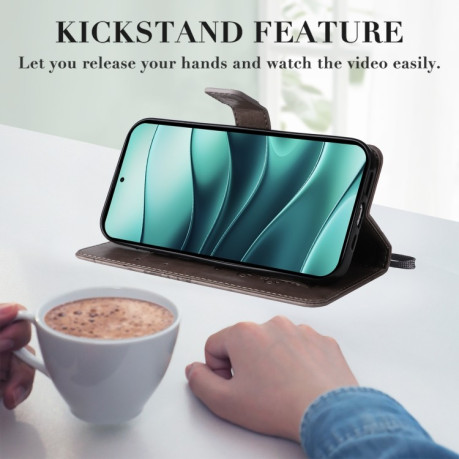 Чохол-книжка Embossed Butterfly для Xiaomi Redmi Note 14 5G/Poco M7 Pro 5G - сірий