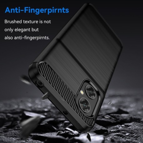 Противоударный чехол Brushed Texture Carbon Fiber на Xiaomi Poco M5 - черный