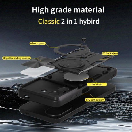 Противоударный чехол CD Texture Sliding Camshield Magnetic Holder на Xiaomi Redmi A5 4G Global - красный