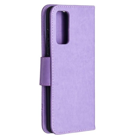 Чехол-книжка Butterflies Pattern на Samsung Galaxy S20 FE - фиолетовый