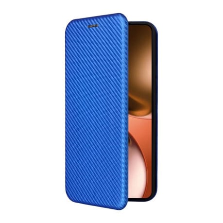 Чехол-книжка Carbon Fiber Texture на Realme GT 7 - синий