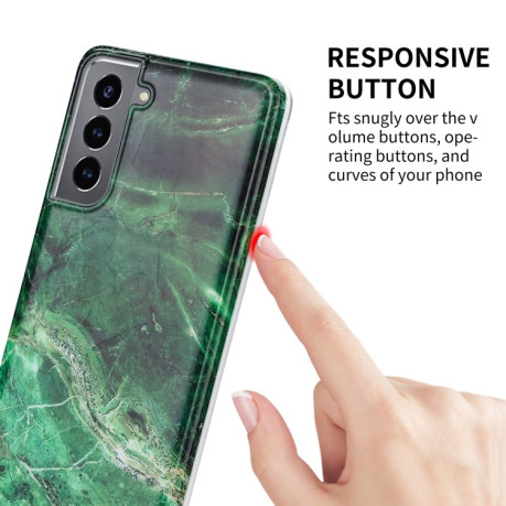 Противоударный чехол Glossy Marble IMD на Samsung Galaxy S21 - зеленый