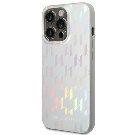 Оригинальный чехол Karl Lagerfeld Monogram Iridescent для iPhone 14 Pro Max - silver