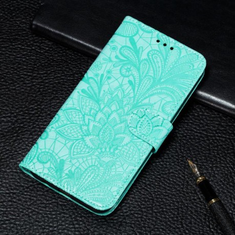 Чехол-книжка Lace Flower для Realme 14 Pro+ - зелений