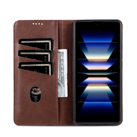 Чехол-книжка AZNS Magnetic Calf на Xiaomi Redmi Note 14 Pro 5G/Poco X7 - темно-коричневый