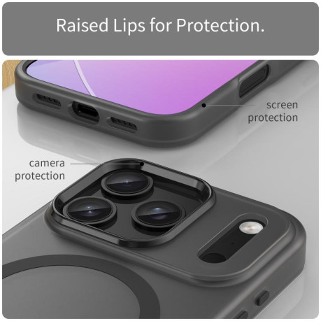 Противоударный чехол MagSafe Frosted Translucent TPU + PC для iPhone 17 Pro - черный