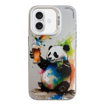Чехол Animal Pattern Oil Painting Series для iPhone 16 - Panda