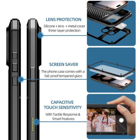 Противоударный чехол RedPepper Triple-proof Metal на iPhone 17 Pro Max - черный