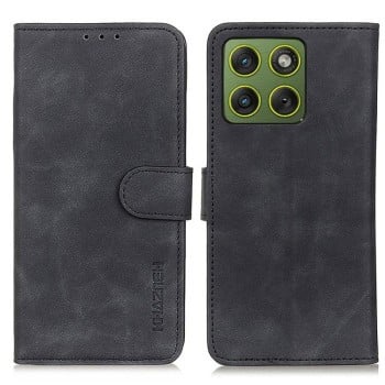 Чехол-книжка KHAZNEH с матовой фактурой Cowhide и магнитным хлястиком на Motorola Edge 70 5G — черный