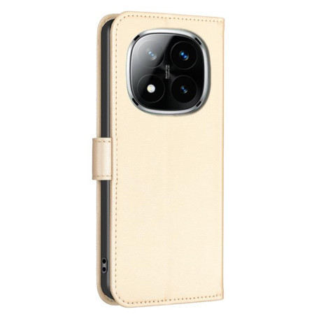Чехол-книжка Four-leaf Clasp Embossed на Redmi Note 14 Pro 4G - золотой