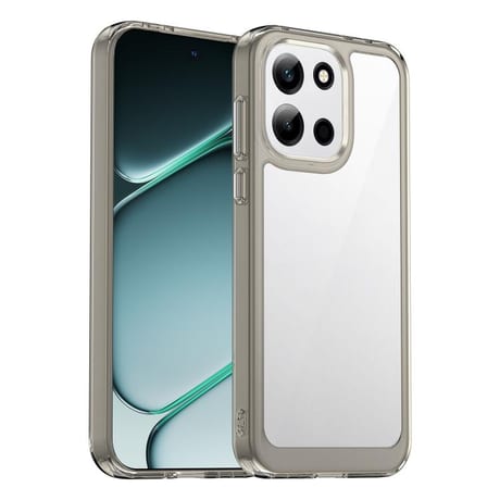 Противоударный чехол Colorful Acrylic Series с цветной силиконовой боковиной на OnePlus Nord 6 5G — прозрачный/серый