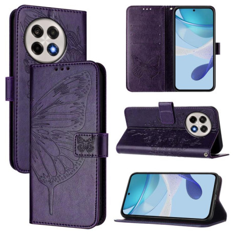 Чехол-книжка Embossed Butterfly для OnePlus 13R/Ace 5/Ace 5 Pro - фиолетовый