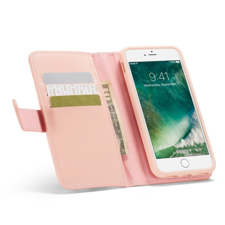 Чехол-кошелек  Plain Texture Zipper на iPhone SE 3/2 2022/2020/8/7 - розовый
