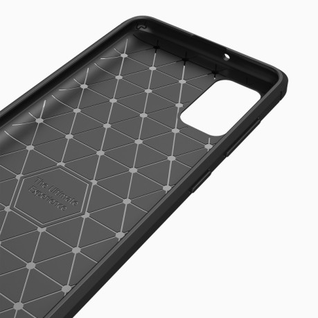 Чехол Brushed Texture Carbon Fiber на Samsung Galaxy A02s - черный