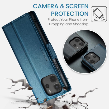 Чехол-книжка CaseMe 023 Butterfly Buckle Litchi Texture RFID Anti-theft Leather для Xiaomi Redmi Note 14 4G 164.84mm - синий