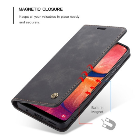 Кожаный чехол-книжка CaseMe-013 Multifunctional Retro Frosted Horizontal Flip на Samsung Galaxy A10 - черный