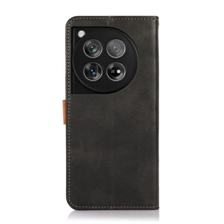 Чехол-книжка KHAZNEH Dual-color Cowhide для OnePlus 12 - черный