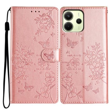 Чохол-книжка Butterflies and Flowers Leather для Redmi Note 14 4G 164.84mm - золото