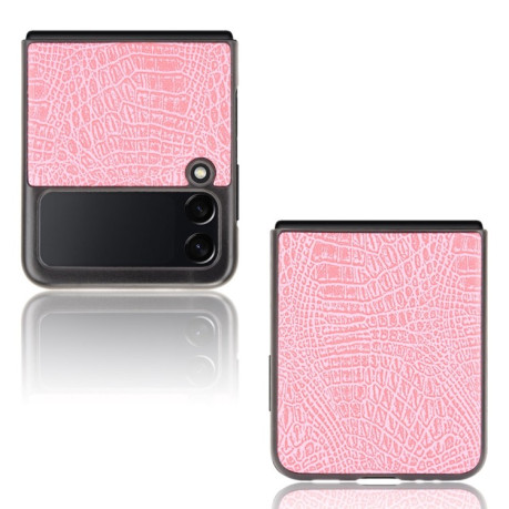 Ударопрочный чехол Crocodile Texture на Samsung Galaxy Z Flip3 5G - розовый