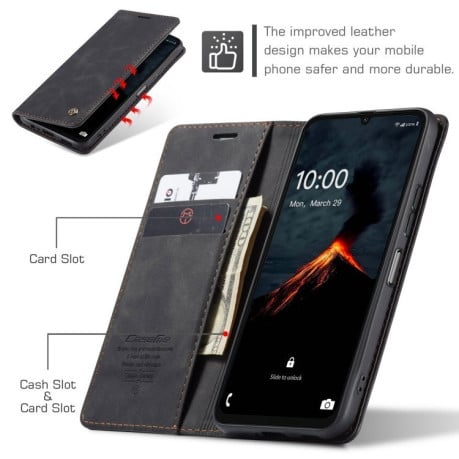 Чехол-книжка CaseMe-013 многофункциональный с кармашком на карт на Samsung Galaxy A07/A06 - черный