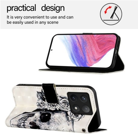 Чохол-книжка 3D Painting для Xiaomi 14T Pro - Skull