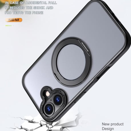 Чохол kalebol з MagSafe та підставкою 360 Metal Ring Holder на iPhone 17 - чорний