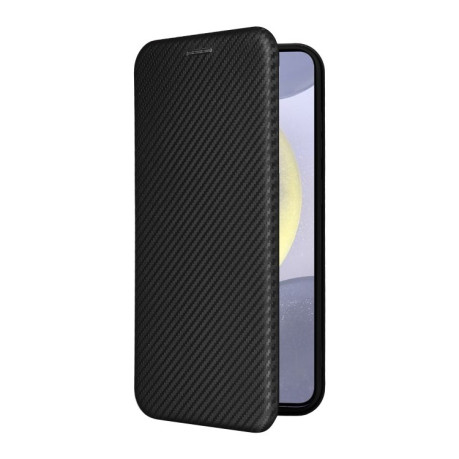 Чехол-книжка Carbon Fiber Texture на Samsung Galaxy S25 5G - черный