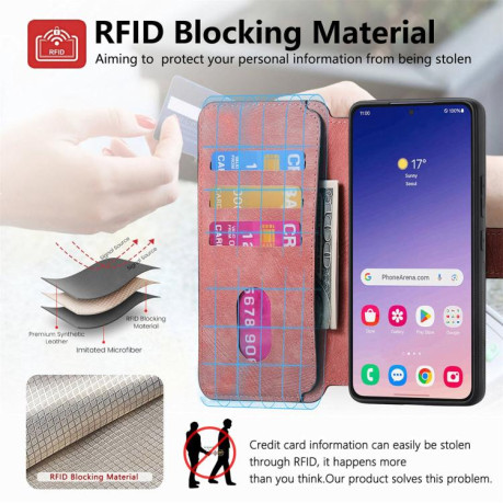 Чехол-книжка CaseNeo MagSafe RFID Anti-theft Retro Leather на Samsung Galaxy S25 FE 5G - розовый