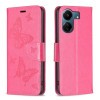 Чехол-книжка Butterflies Pattern на Xiaomi Redmi 13C/Poco C65/Poco C65 - пурпурно-красный