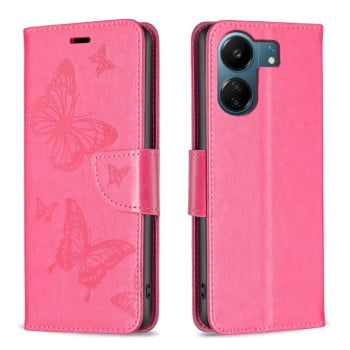 Чохол-книжка Butterflies Pattern на Xiaomi Redmi 13C/Poco C65/Poco C65 - пурпурно-червоний