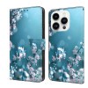 Чехол-книжка Crystal 3D Shockproof Protective Leather для iPhone 15 Pro - Plum Flower