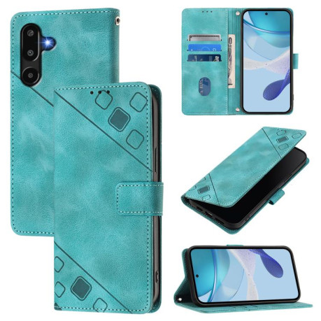 Чехол-книжка Skin-feel Embossed для на Samsung Galaxy M16 5G Global - зеленый