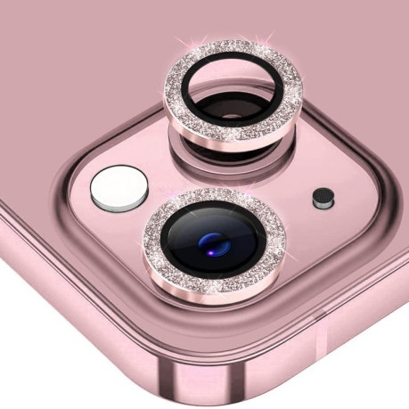 Защитное стекло на камеру для ENKAY Glitter для iPhone 14 / 14 Plus - розовое