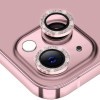 Захисне скло на камеру для ENKAY Hat-Prince Glitter Rear Lens Aluminium для iPhone 15/15 Plus - рожеве