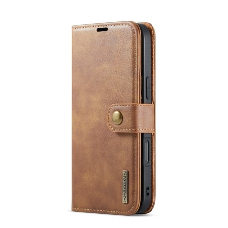 Чохол-книжка DGMING Crazy Horse Texture для iPhone 16 - коричневий