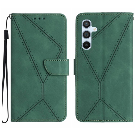 Чехол-книжка Stitching Embossed Leather для Samsung Galaxy A56 5G - зеленый