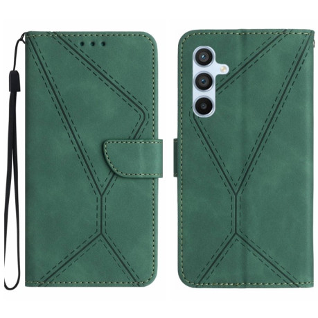Чехол-книжка Stitching Embossed Leather для Samsung Galaxy M34 5G - зеленый