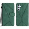 Чехол-книжка Stitching Embossed Leather для Samsung Galaxy S24 5G - зеленый