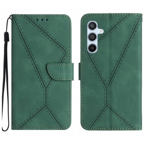 Чехол-книжка Stitching Embossed Leather Samsung Galaxy S24 FE - зеленый