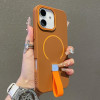 Магнітний чохол Skin-feel Magnetic TPU with Silicone Strap з силіконовим ремінцем для iPhone 16 — коричневий