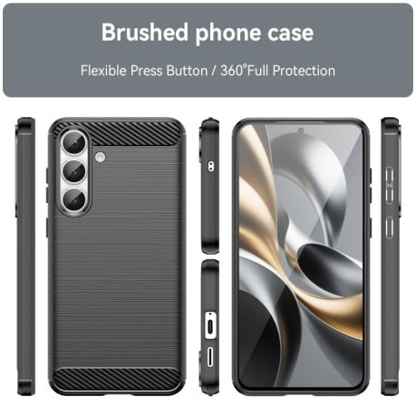 Чехол Brushed Texture Carbon Fiber на Samsung Galaxy S25 FE 5G - черный