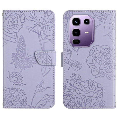 Чехол-книжка Skin Feel Butterfly Embossed для Infinix Note 50 Pro+ 5G - фиолетовый