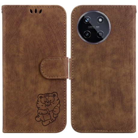Чохол-книжка Little Tiger Embossed Leather на Realme 11 4G Global - коричневий