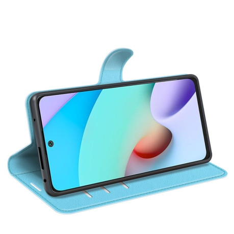 Чехол-книжка Litchi Texture на Xiaomi Redmi 10 - голубой
