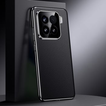 Чехол Genuine Leather для Xiaomi 15 - черный