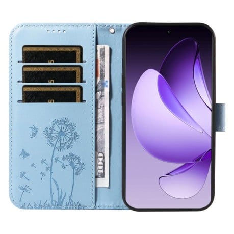 Чехол-книжка Dandelion Embossed Pattern Flip Leather для OPPO Reno13 Pro Global - голубой
