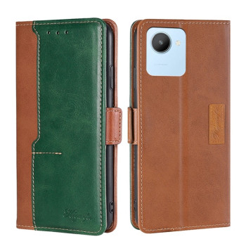 Чехол-книжка с магнитной застежкой и контрастной отделкой на Realme C30 4G/Narzo 50i Prime - зеленый