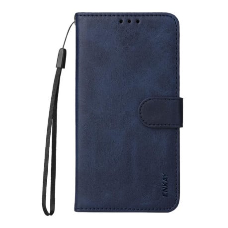 Чехол-книжка ENKAY- кошелёк c фактурой calf + стекло на Xiaomi Redmi 15C 5G / 4G EU 173.1mm - синий