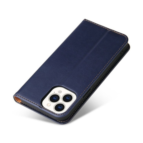 Кожаный чехол-книжка Fierre Shann Genuine leather на iPhone 13 Pro Max - синий