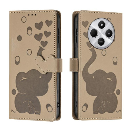 Чохол-книжка Cartoon Elephant Embossed Leather для Xiaomi Redmi A4 5G - хакі